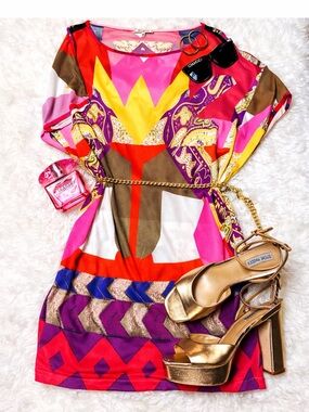 ETRO Milano Abstract Graphic Viscose Art Dress IT 42